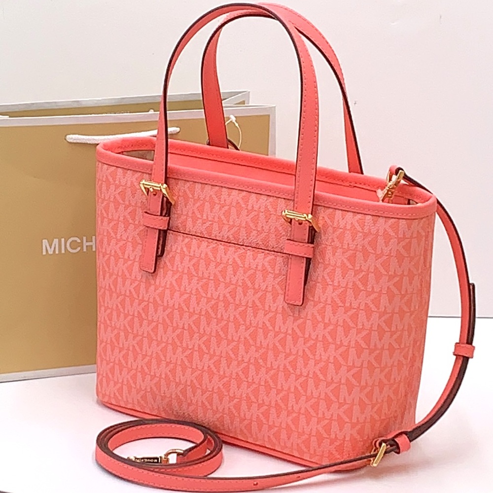 MICHAEL KORS
Jet Set Travel Extra-Small Logo Top-Zip Tote Grapefruit signature - Picture 3 of 16